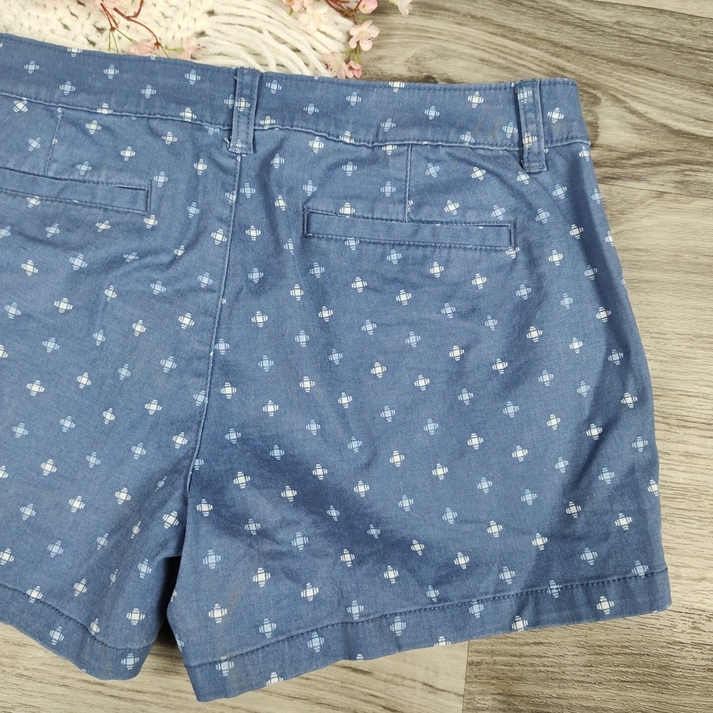 NWTS! a.n.a. Women's Size 6 Mid Rise Twill Chino Shorts  Blue Shiburi Geo Print - Picture 14 of 14